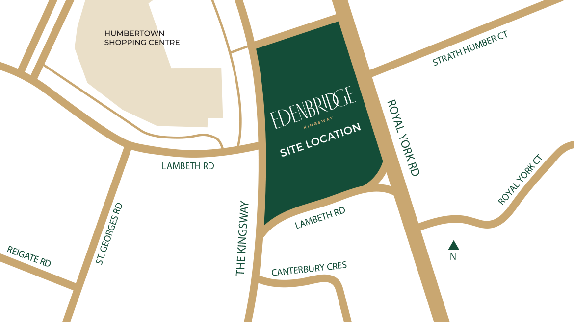 Map of Edenbridge Kingsway Condos and Surrounding Areas