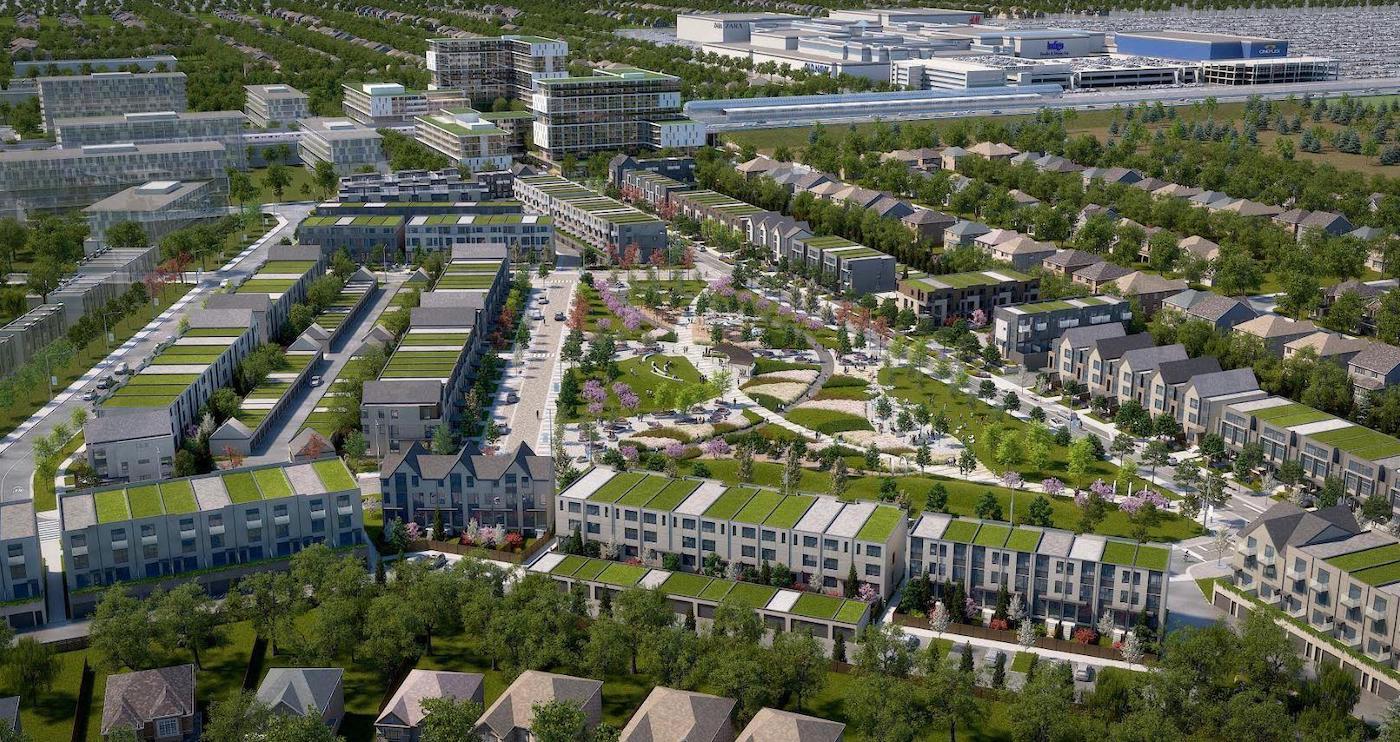 Aerial of The New Lawrence Heights Towns