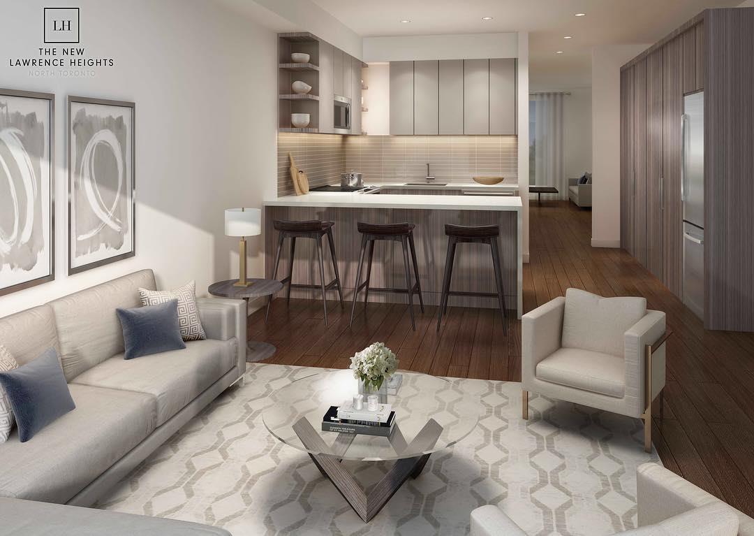 Interior Rendering of The New Lawrence Heights Towns Living Area