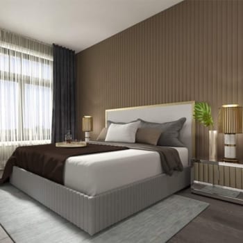 Interior suite bedroom of Monaco Condos in Collingwood