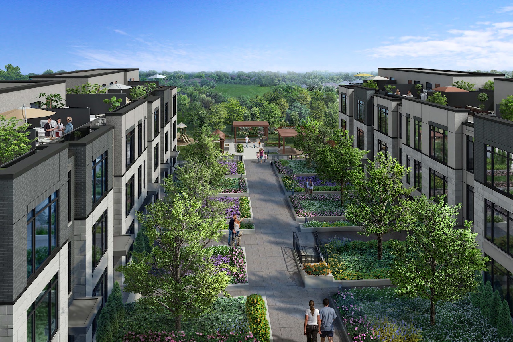 Exterior Rendering Courtyard of Eleven Altamont Condos