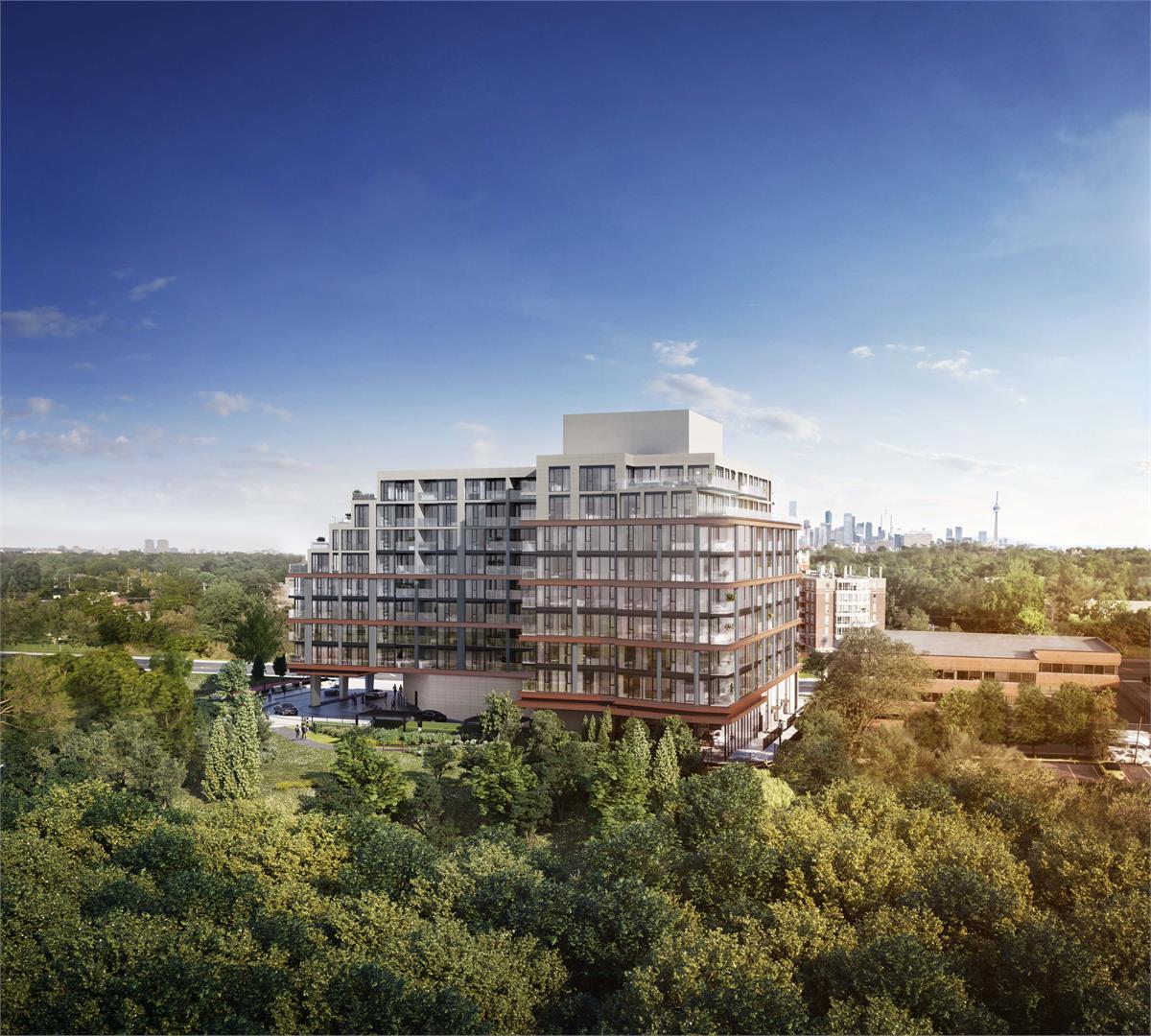 Aerial rendering of 250 Lawrence Condos.
