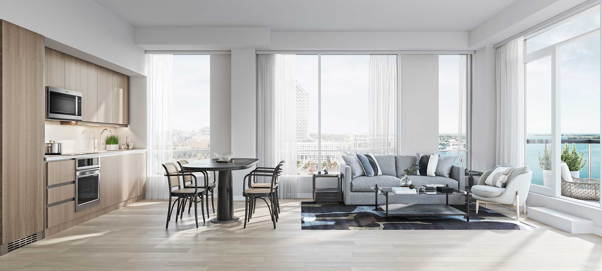 Rendering of Empire Quay House Condos open-concept suite.
