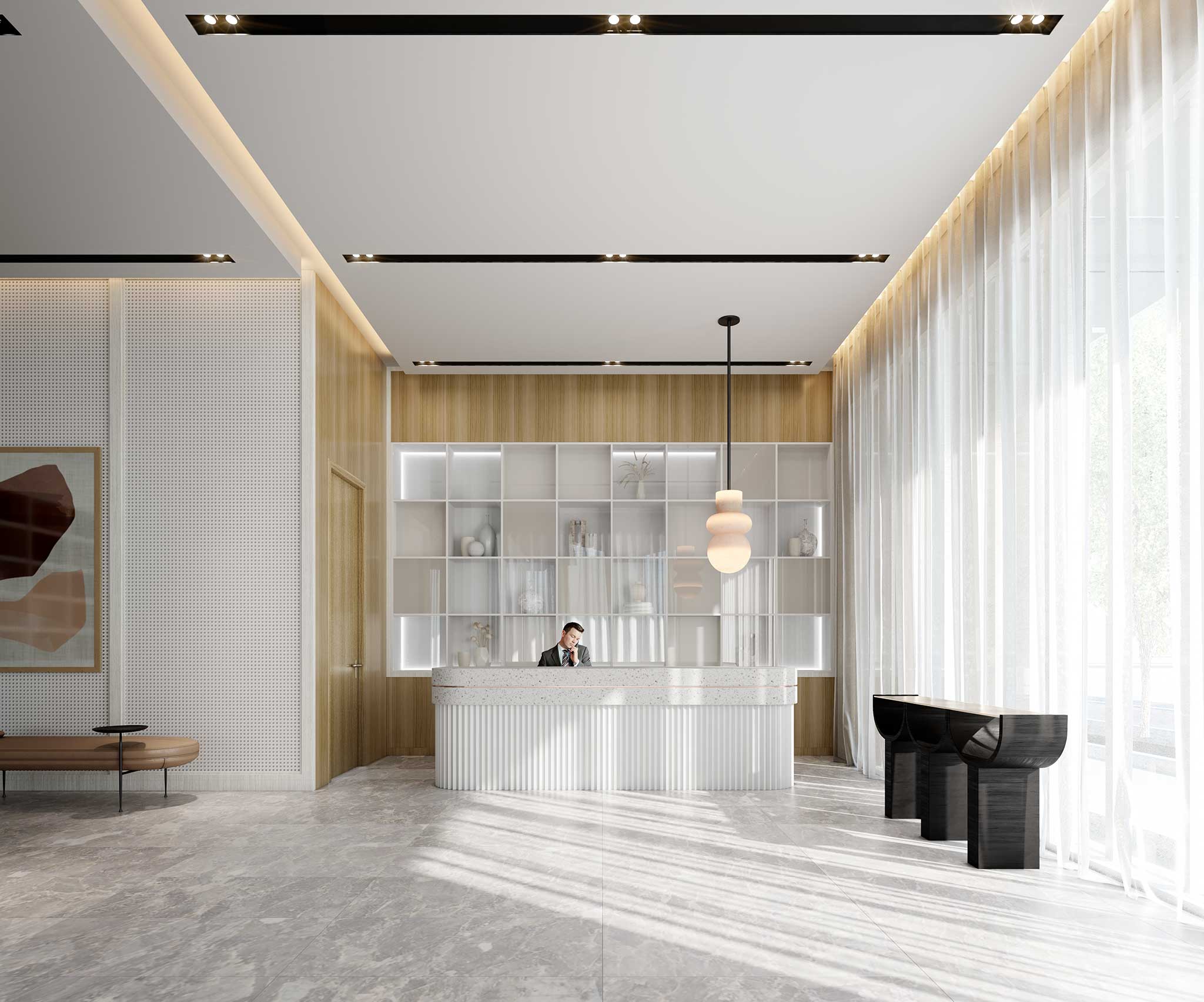 Rendering of Empire Quay House Condos lobby.