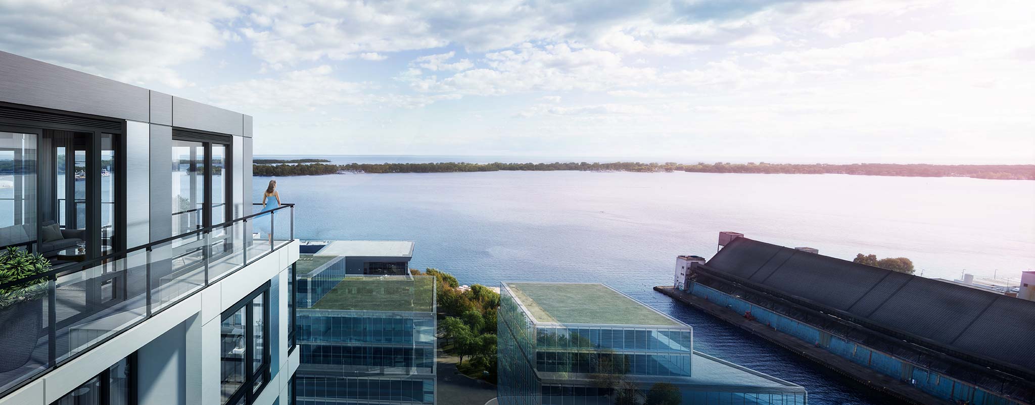 Rendering of Empire Quay House Condos suite terrace.