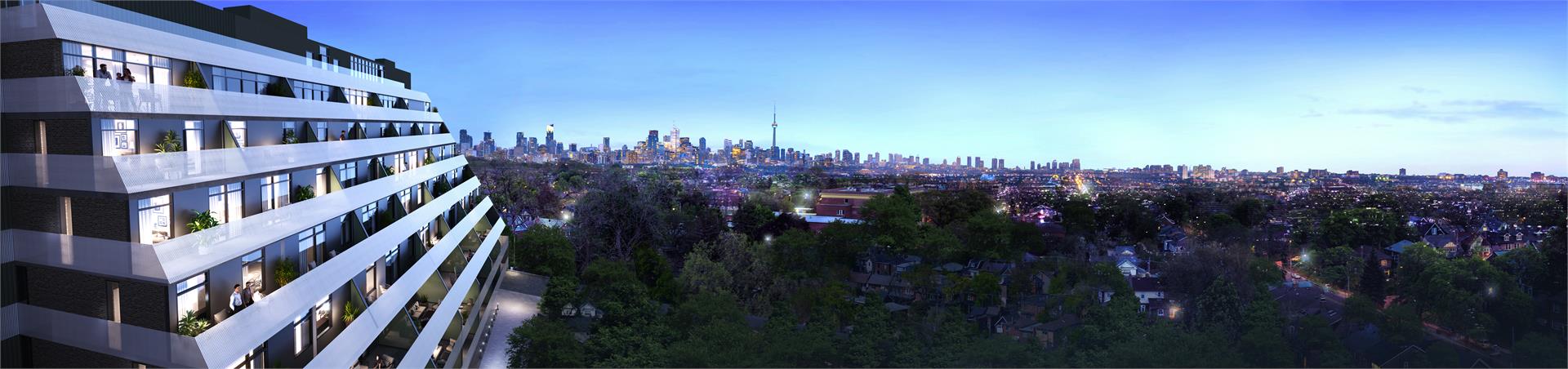 Rendering of Monza Condos Balcony View.