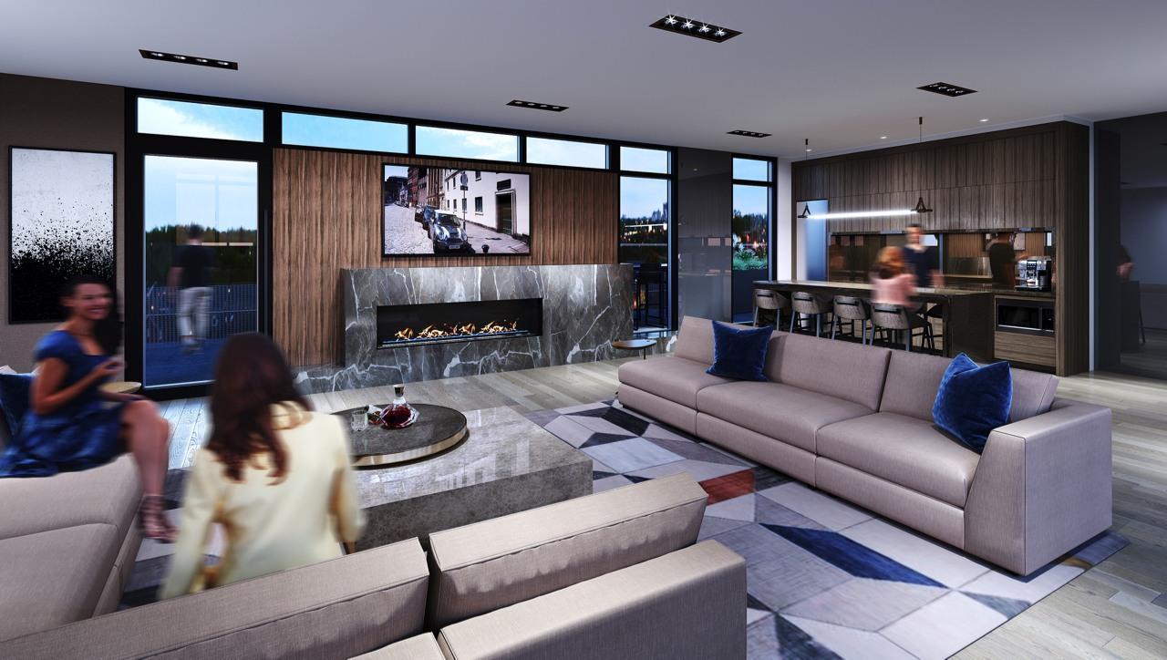 Rendering of Monza Condos rooftop lounge.