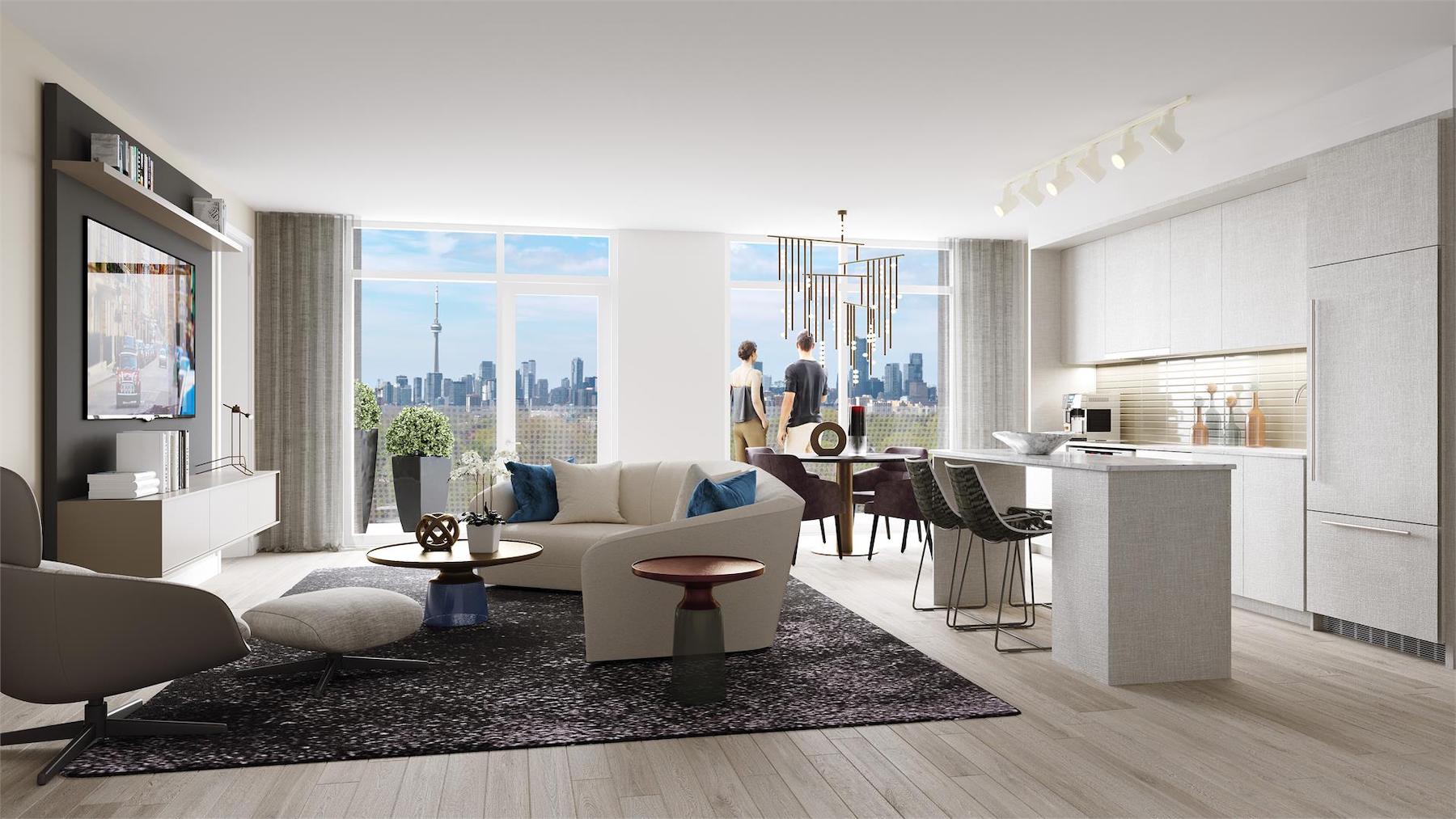 Rendering of Monza Condos suite interior.