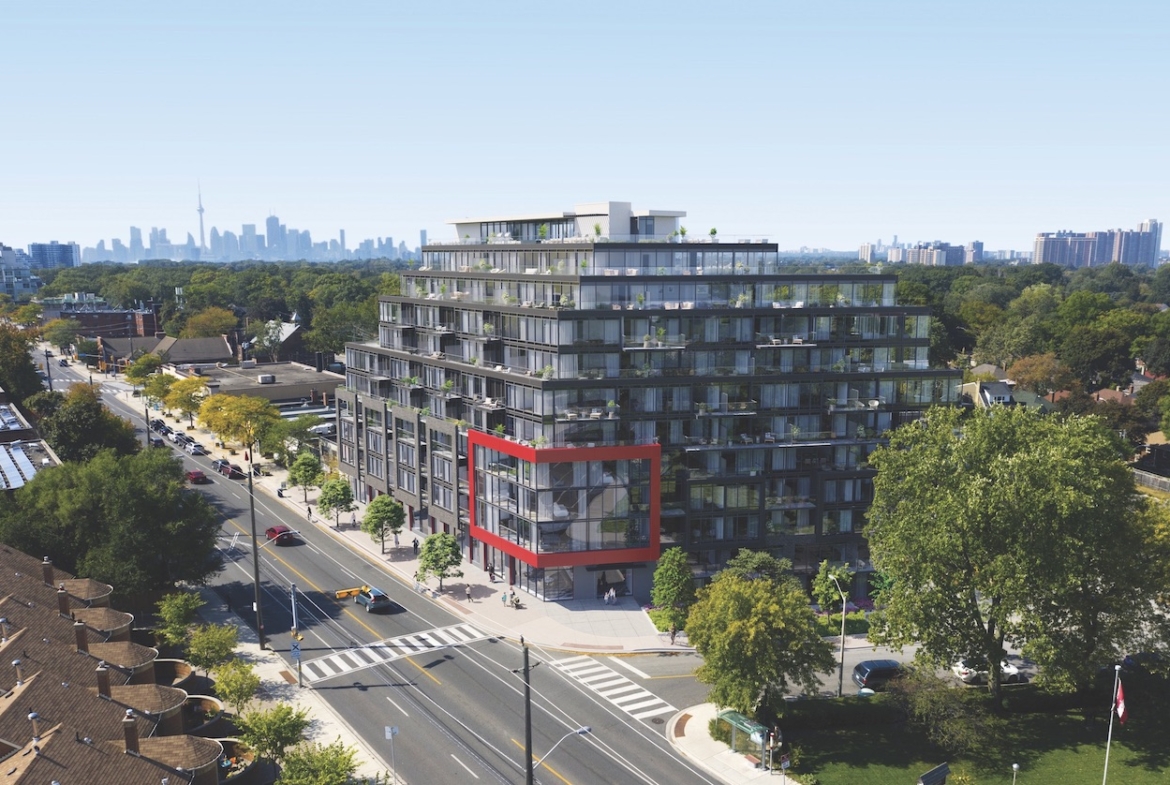 Rendering of The Manderley Condos exterior aerial view.