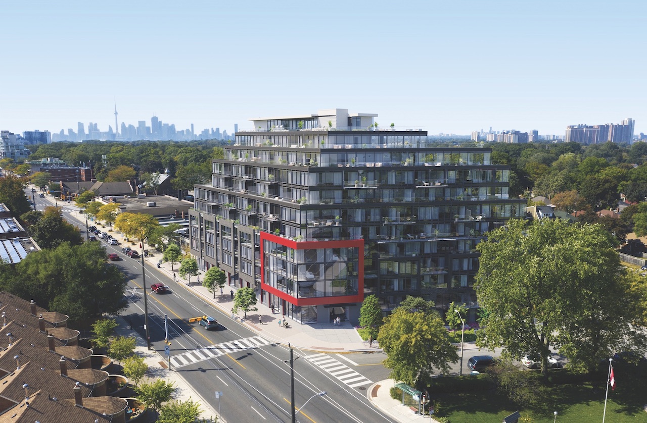 Rendering of The Manderley Condos exterior aerial view.