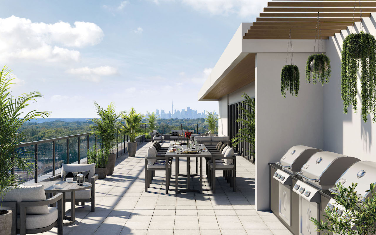 Rendering of The Manderley Condos interior rooftop.
