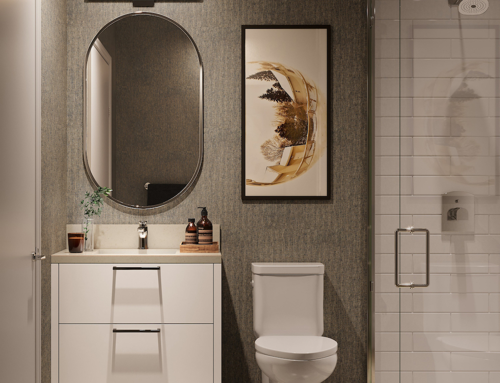 Rendering of The Manderley Condos interior suite bathroom.