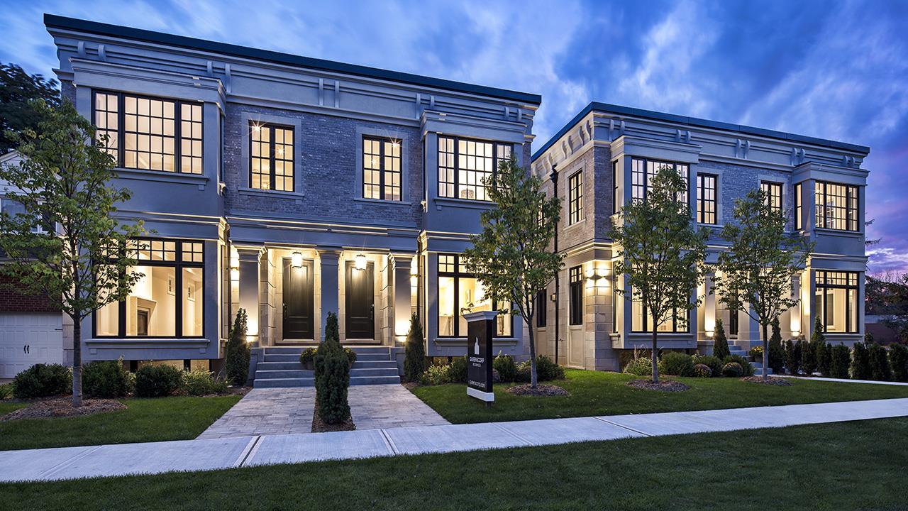 Full exterior rendering for Elmwood Homes.