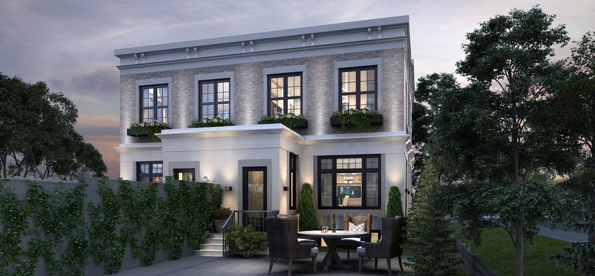 Exterior back terrace rendering for Elmwood Homes.