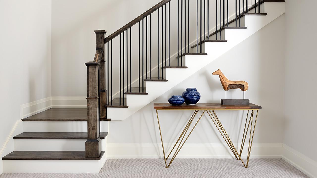 Staircase rendering for Elmwood Homes.