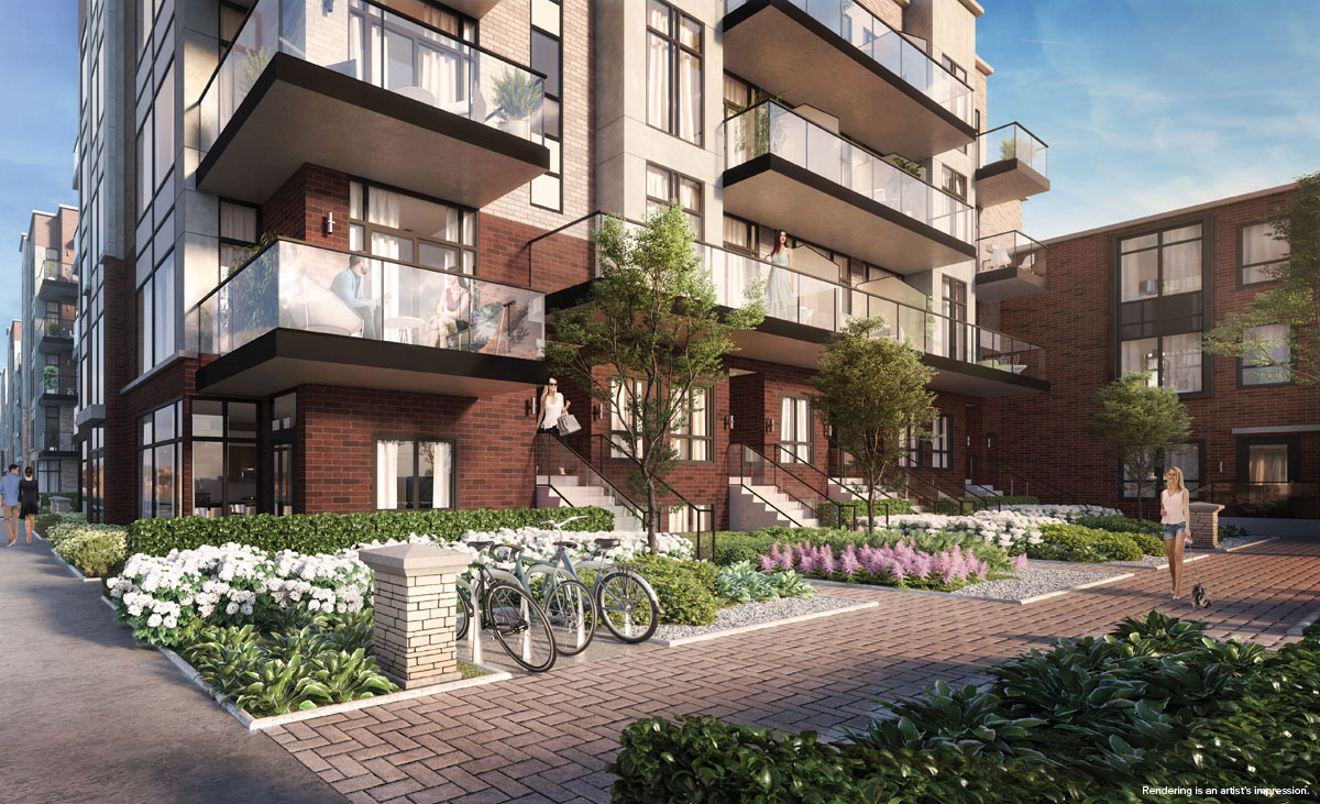Rendering of Greenwich Village Towns back terrace.