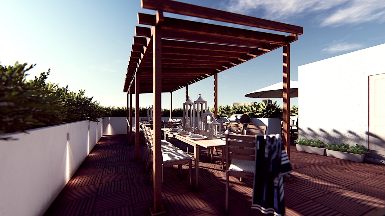 Terrace dining rendering of Nahid on Broadview.