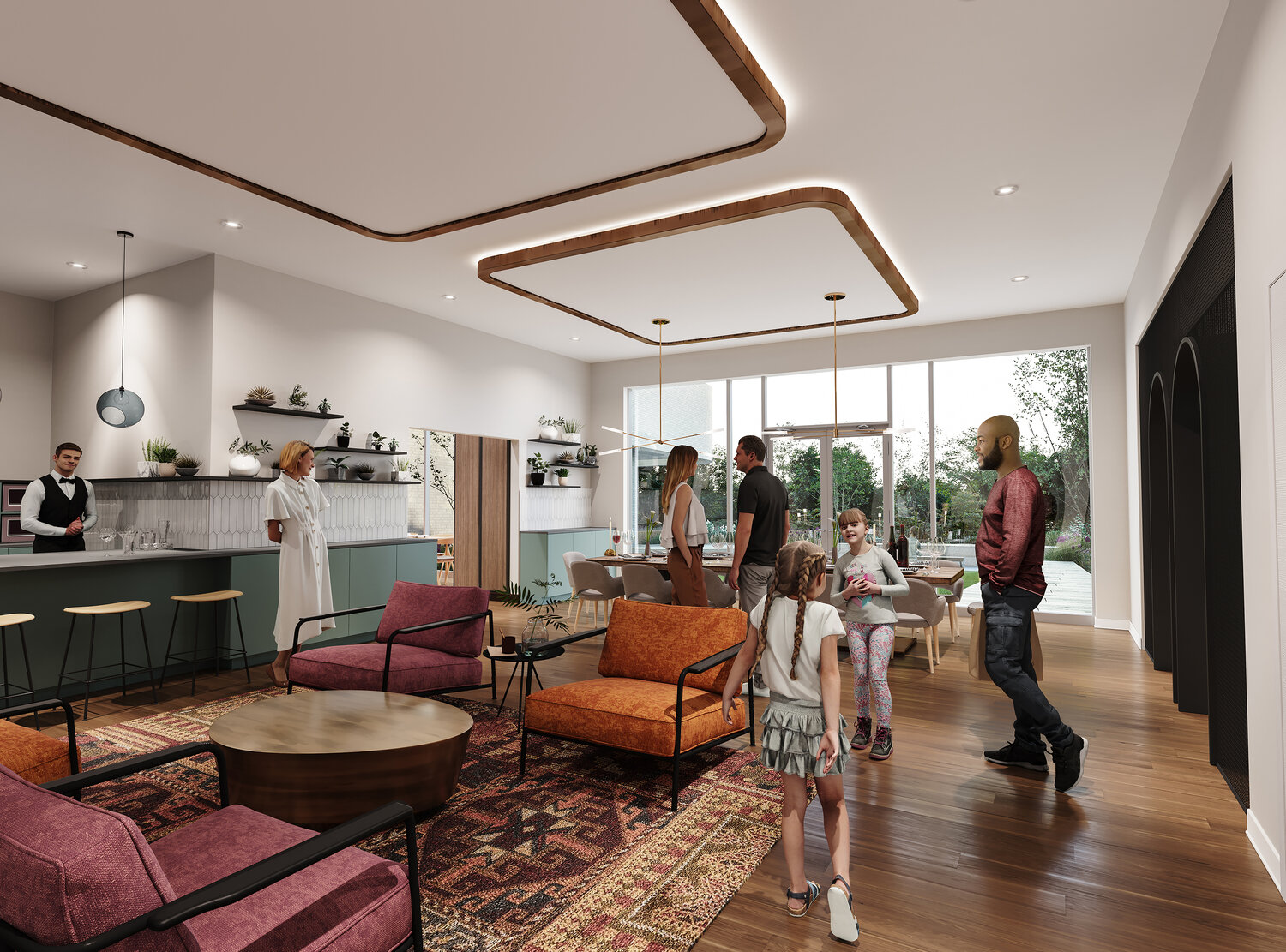Rendering of Reina Condos party room