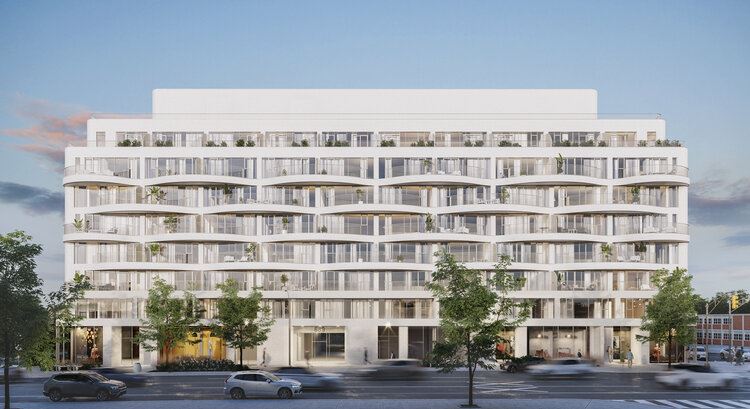 Rendering of Reina Condos exterior side-view