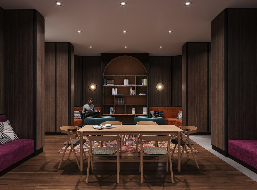 Rendering of Reina Condos library