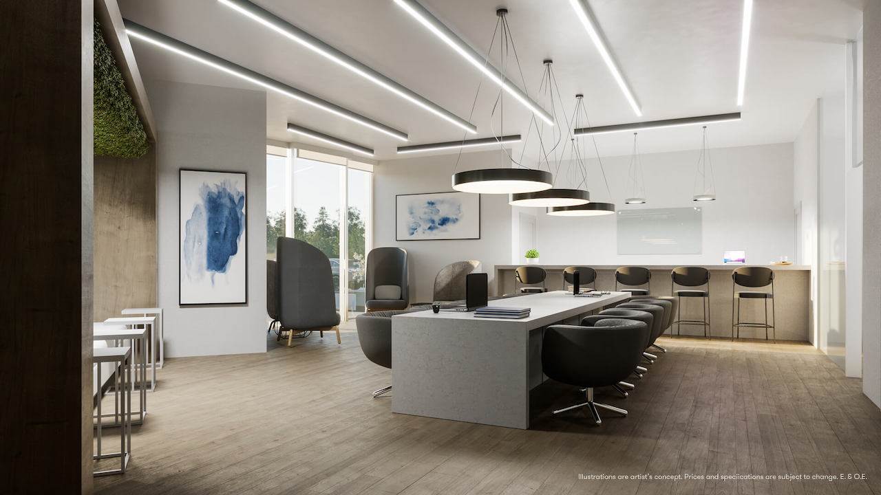 Rendering of Connectt Condos work and study lounge.