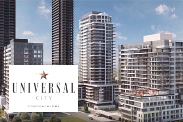 Rendering of master-planned community Universal City Condos in Pickering.