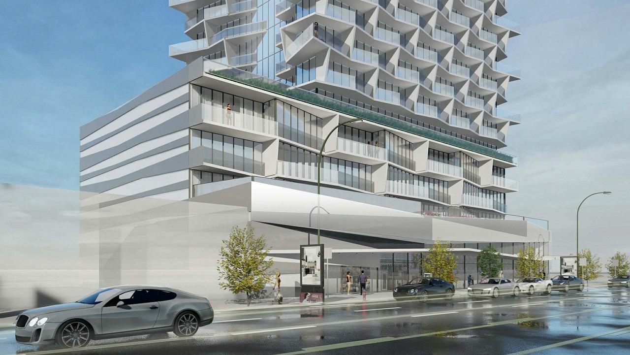 Street view exterior rendering of 5400 Yonge Street Condos.