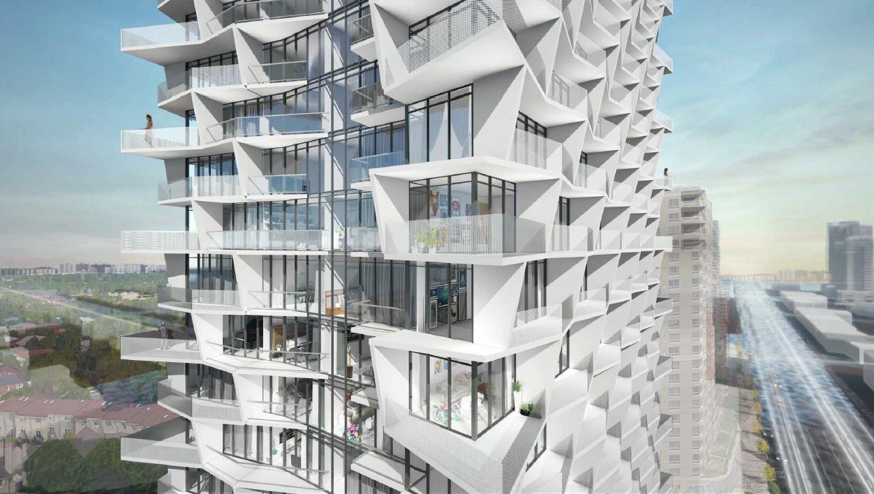 Exterior unit view rendering of 5400 Yonge Street Condos.