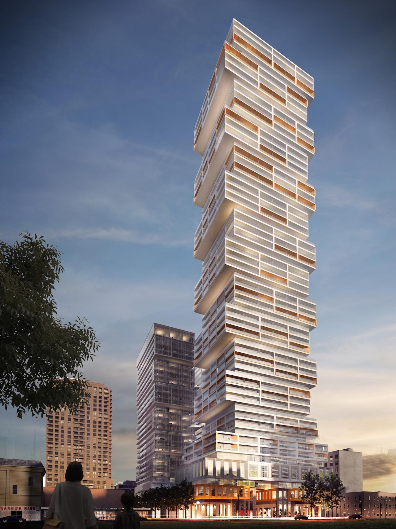 Full exterior rendering of 88 East Condos.
