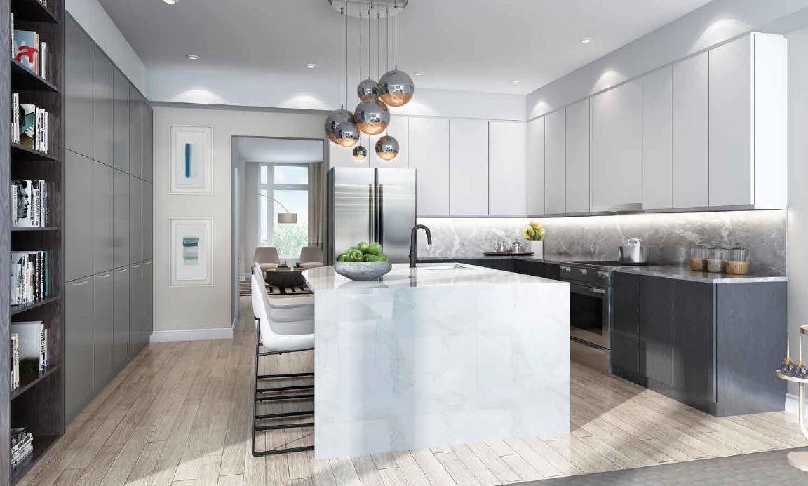 Interior rendering of The Riverside Residences kitchen.