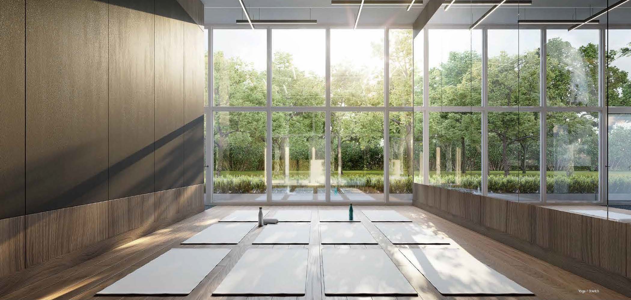 Rendering of Universal City 3 Condos yoga studio.
