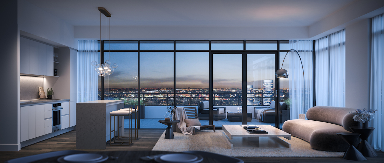Rendering of EX2 Condos suite interior.
