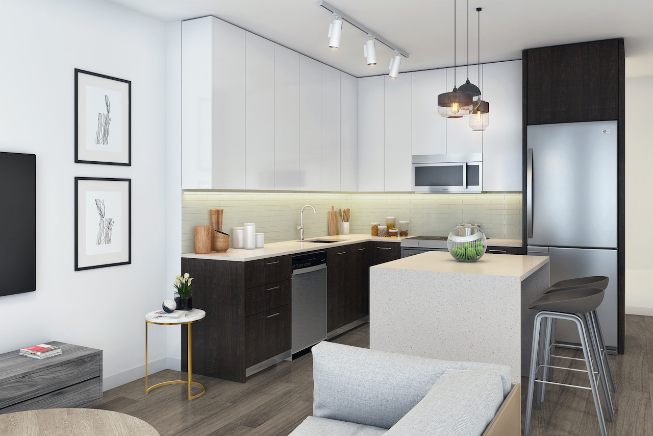 Rendering of 20Twenty Towns suite interior kitchen.