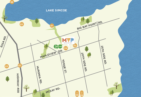 Map of area surrounding Mapleview Homes.