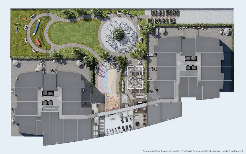 Promenade Park Towers main level amenity plan.