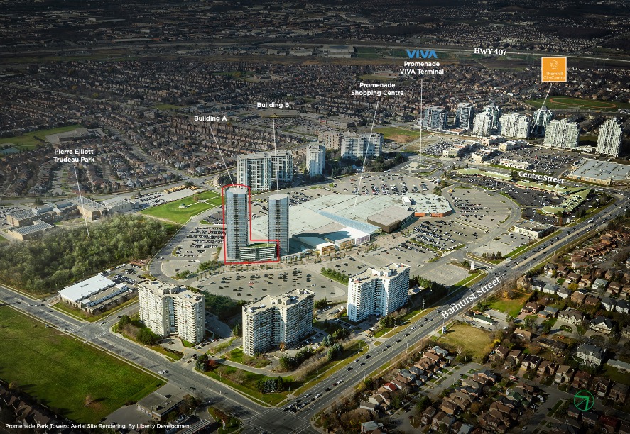 Promenade Park Towers community plan with future developments outlined.