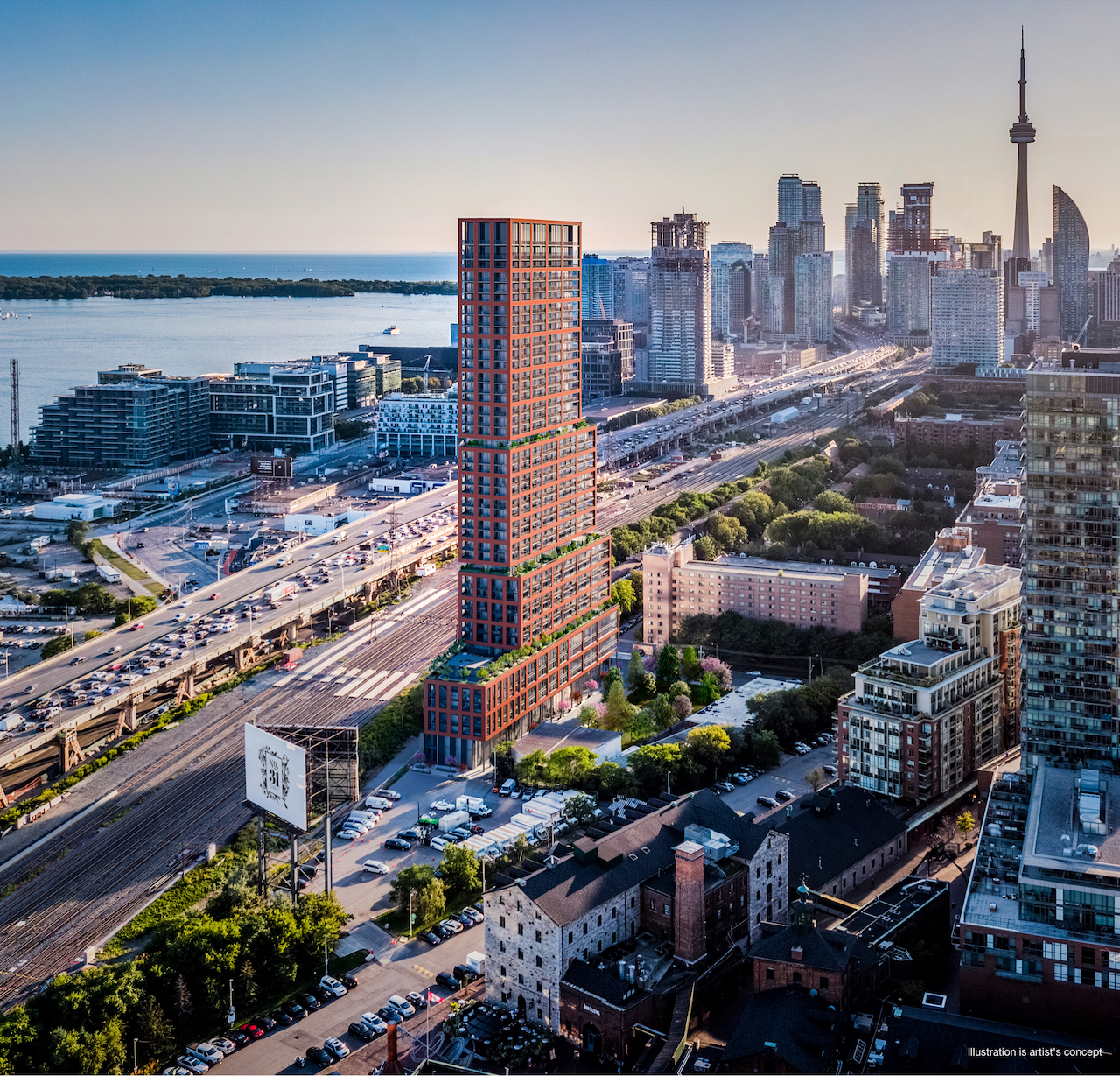 Exterior aerial rendering of No. 31 Parliament Condos.