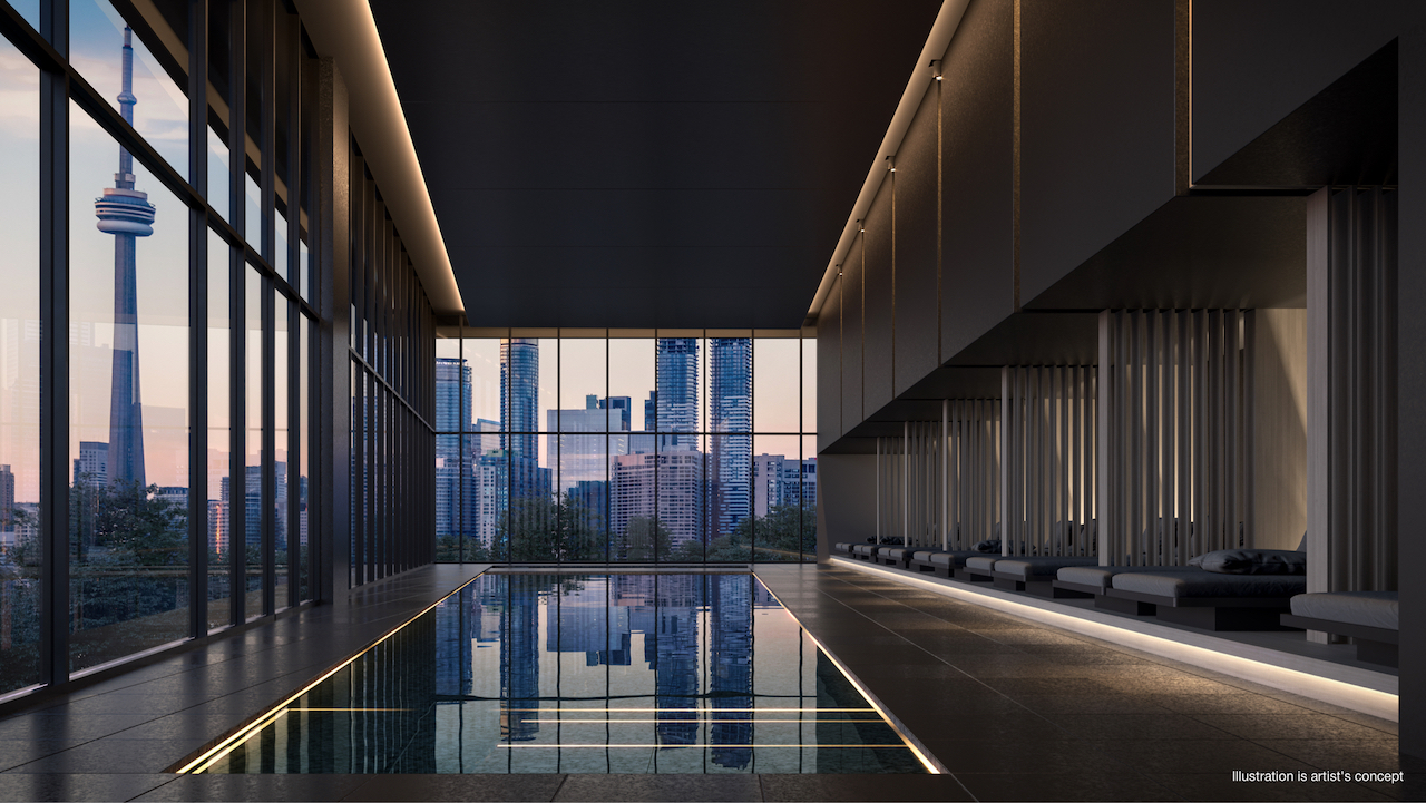 Indoor swimming pool rendering of No. 31 Parliament Condos.