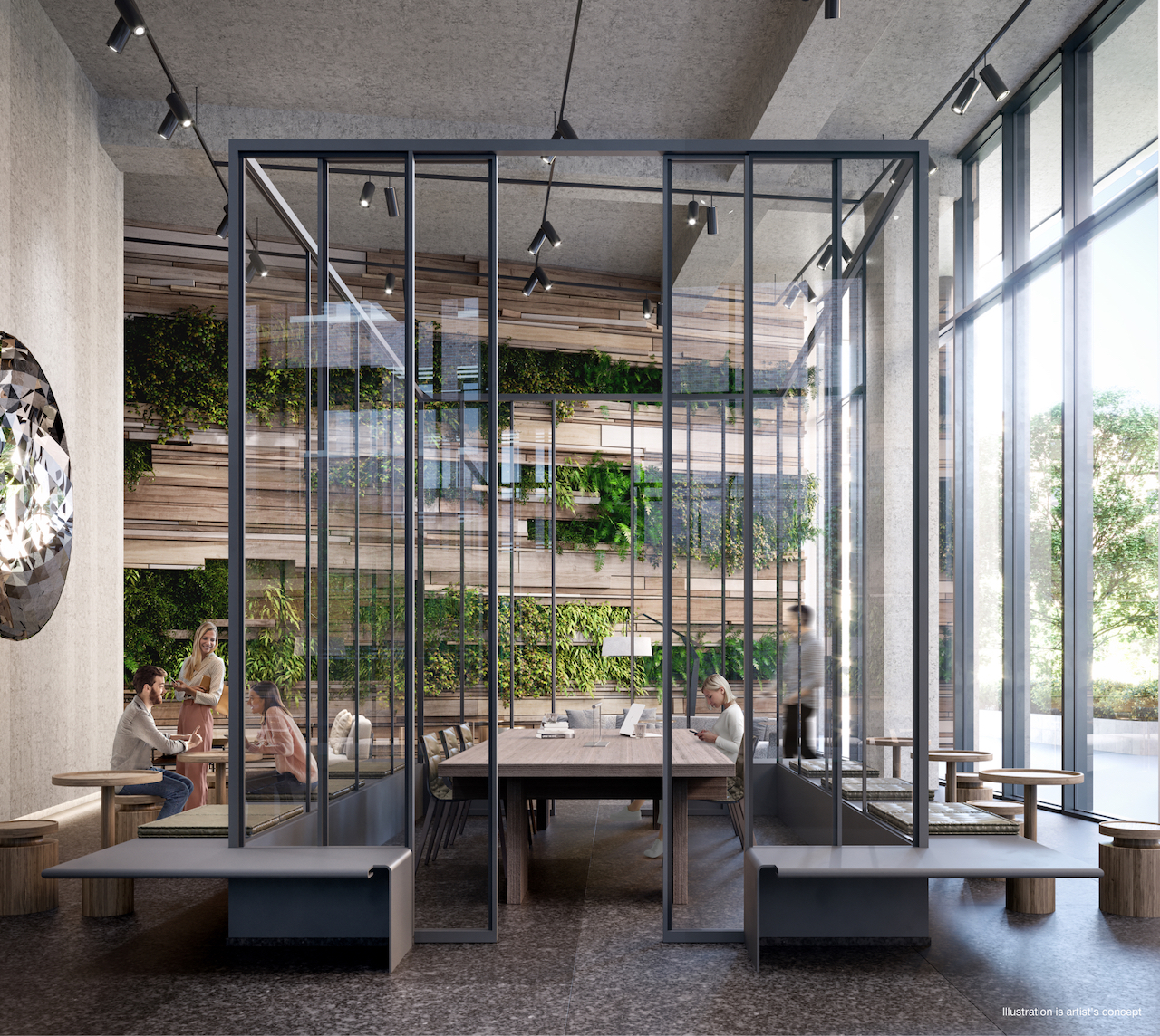 Shared working station rendering of No. 31 Parliament Condos.