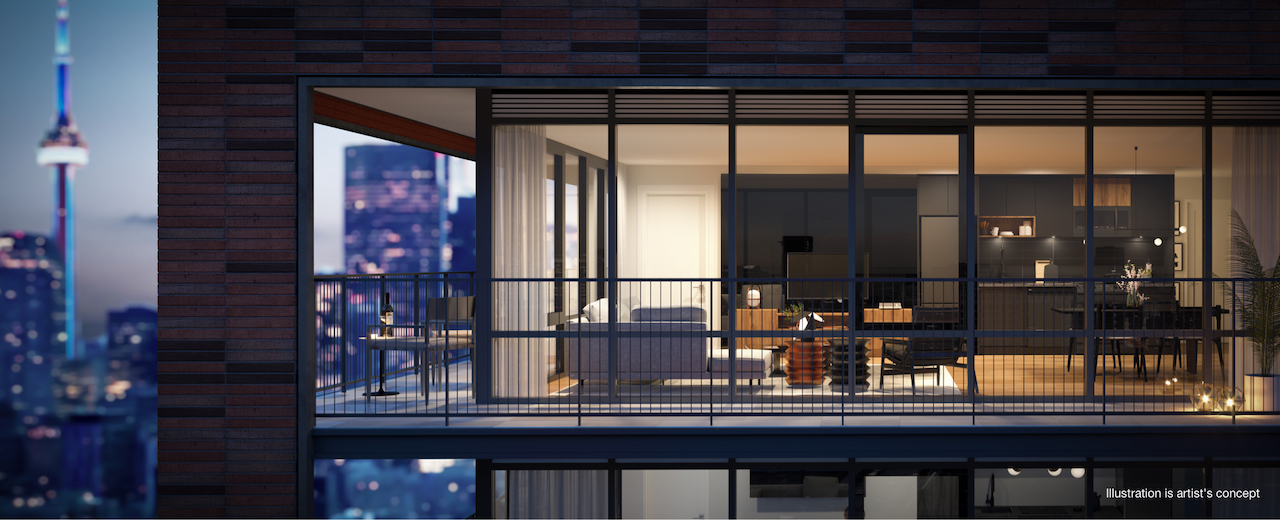 Exterior suite windows rendering of No. 31 Parliament Condos.