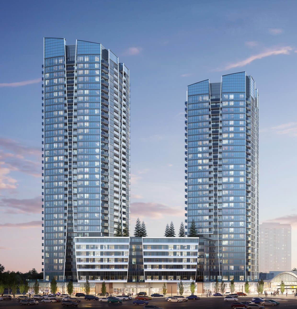 Exterior rendering of Promenade Park Towers phase 1.