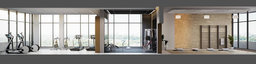 Rendering of The Mackenzie Condos fitness centre.