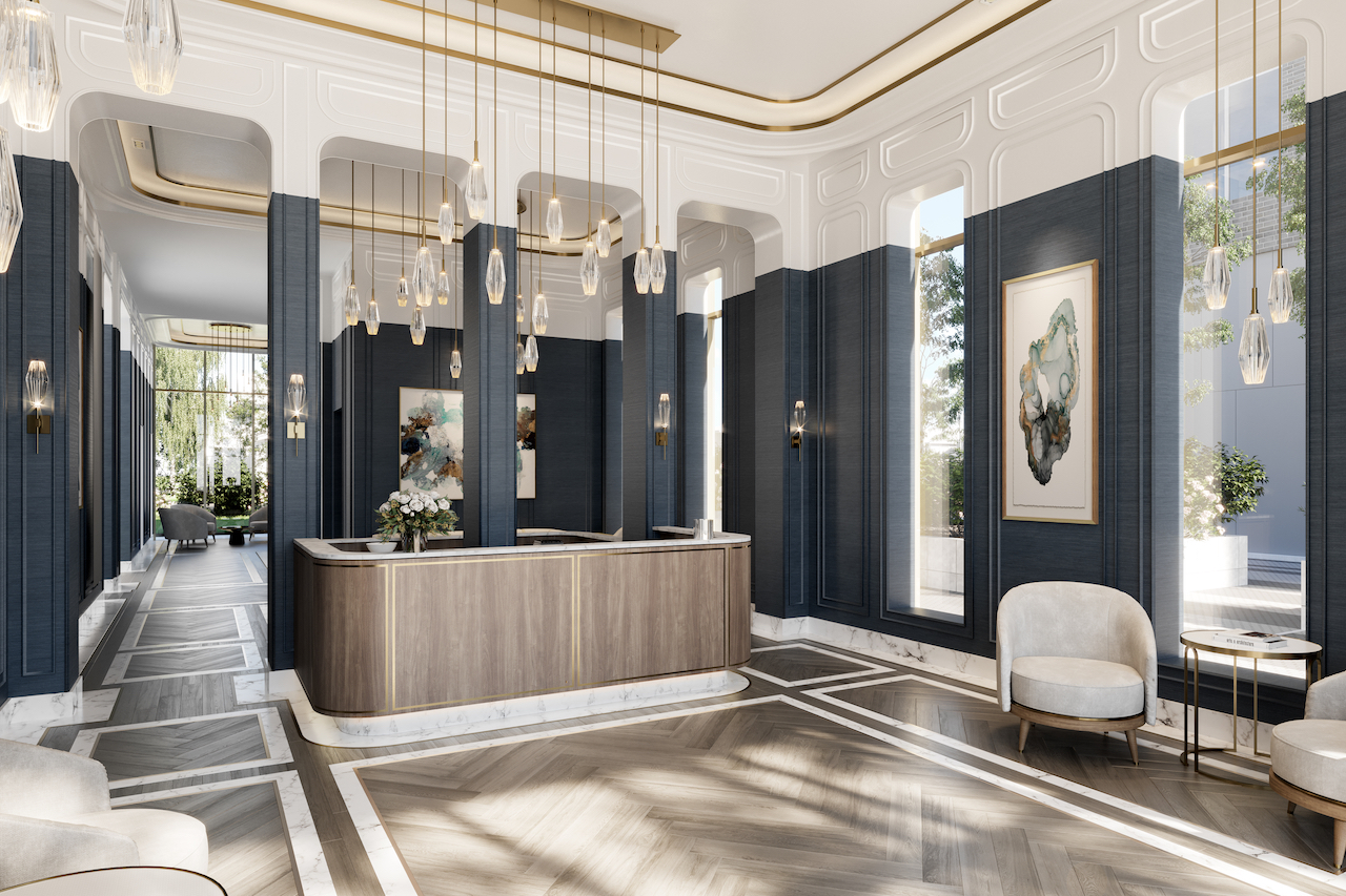 Rendering of The Mackenzie Condos spectacular lobby.