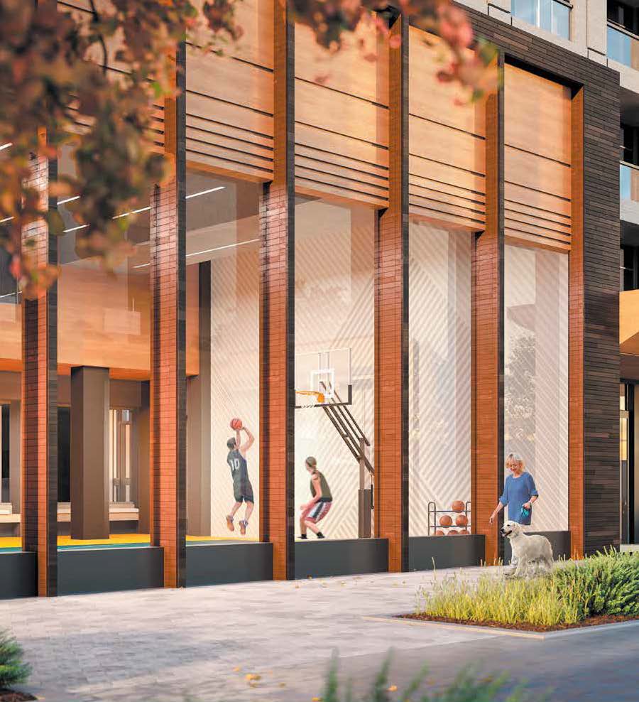 Exterior rendering of The Thornhill Condos basketball court.