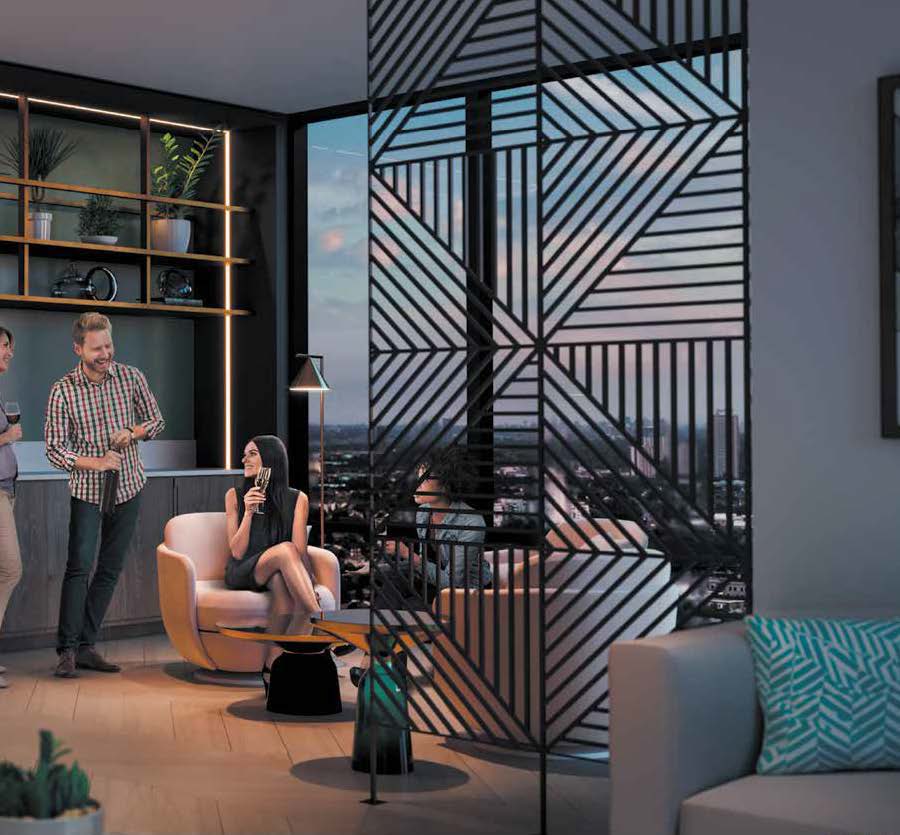 Interior rendering of The Thornhill Condos party room lounge.