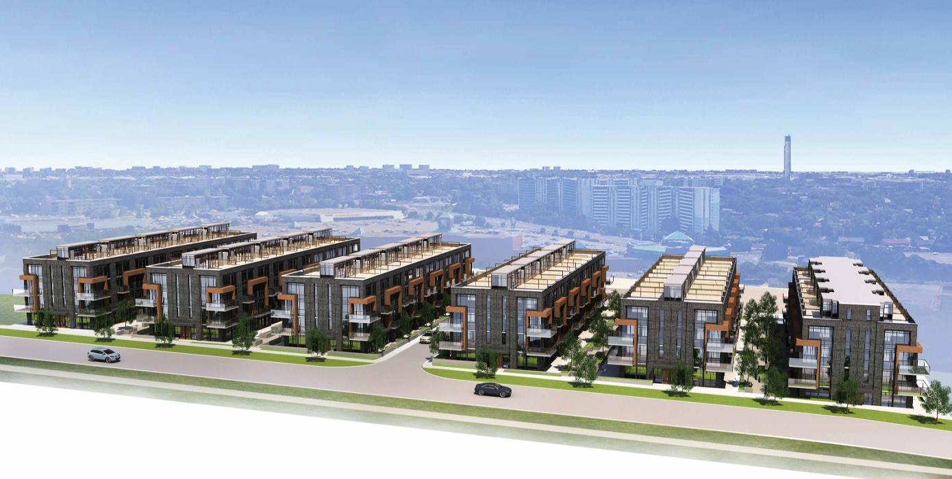 Aerial rendering of 75 Curlew Urban Towns on an angle.