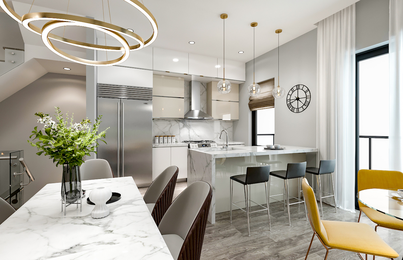 Rendering of Terraces at Eglinton interior kitchen.