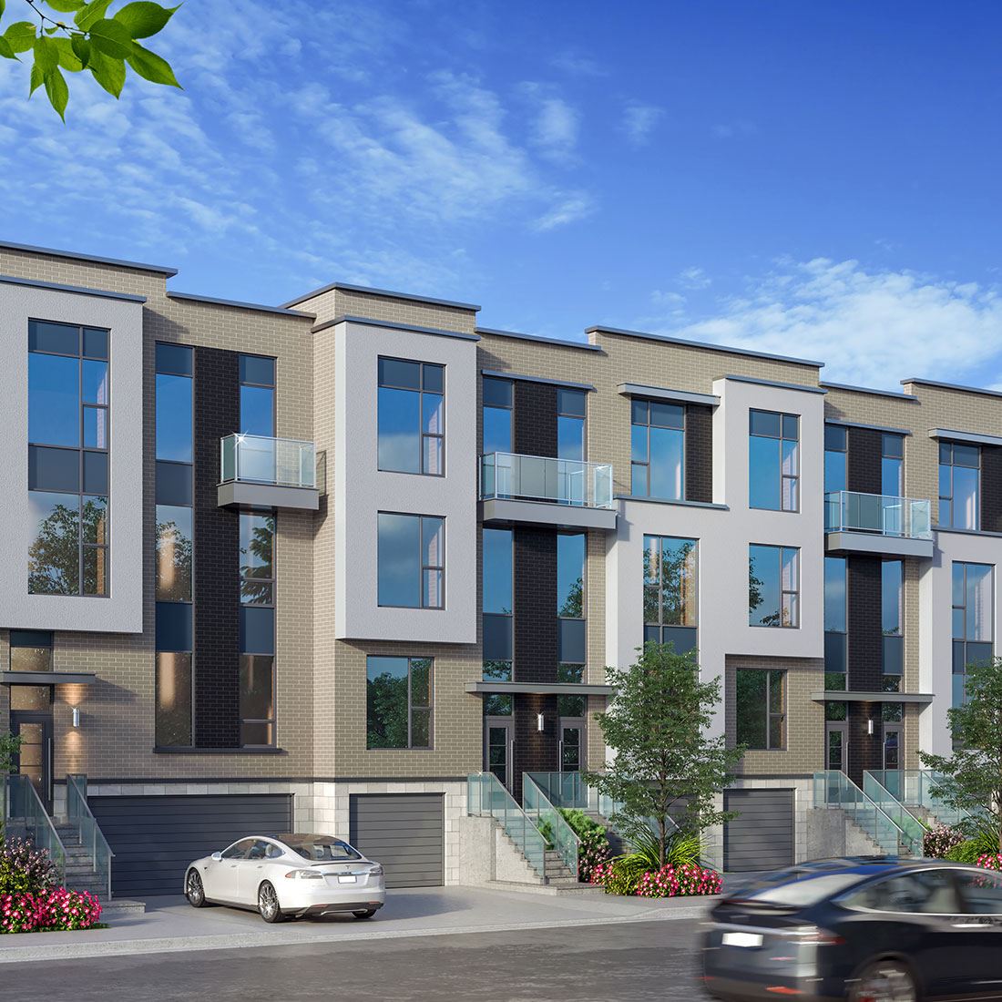 Exterior rendering of the Wycliffe Promenade Towns parking garage entrance.