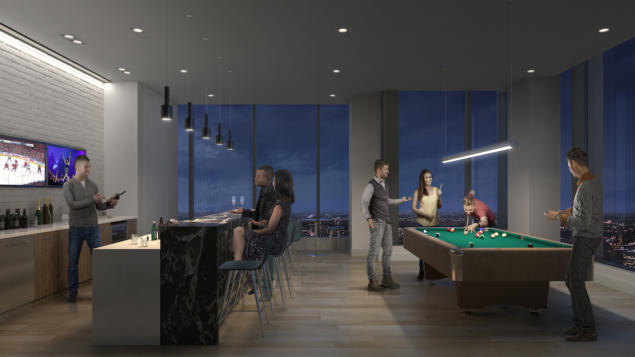 Rendering of SKY Residences at ICE District Billiards Room.