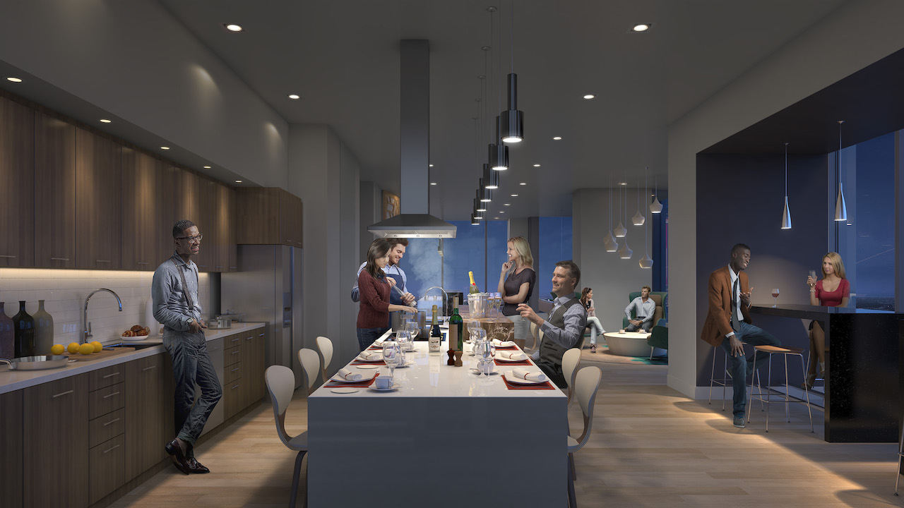 Rendering of SKY Residences at ICE District Event Kitchen.